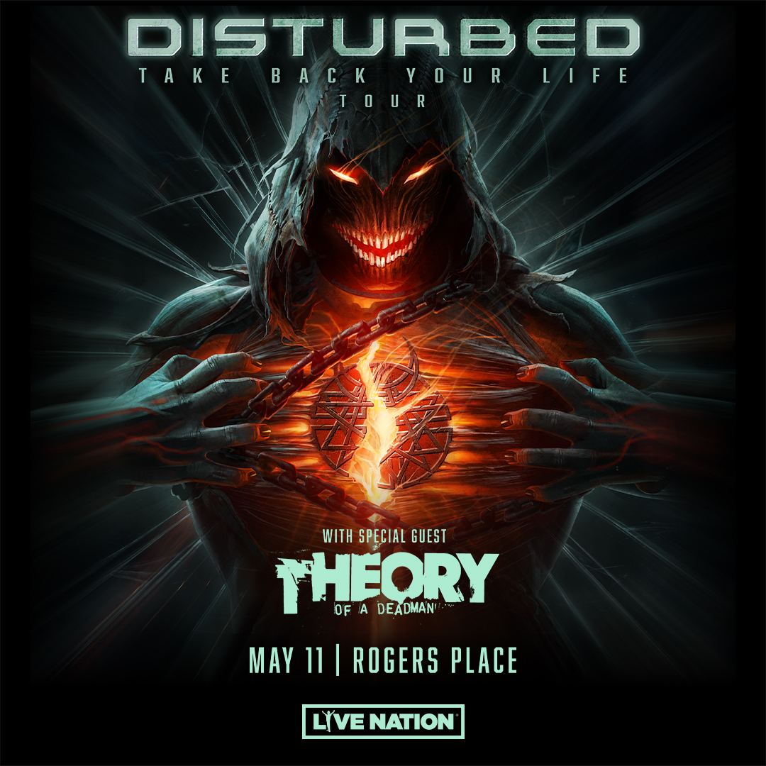 Disturbed's Edmonton show artwork, showing the rescheduled date of May 11th 
