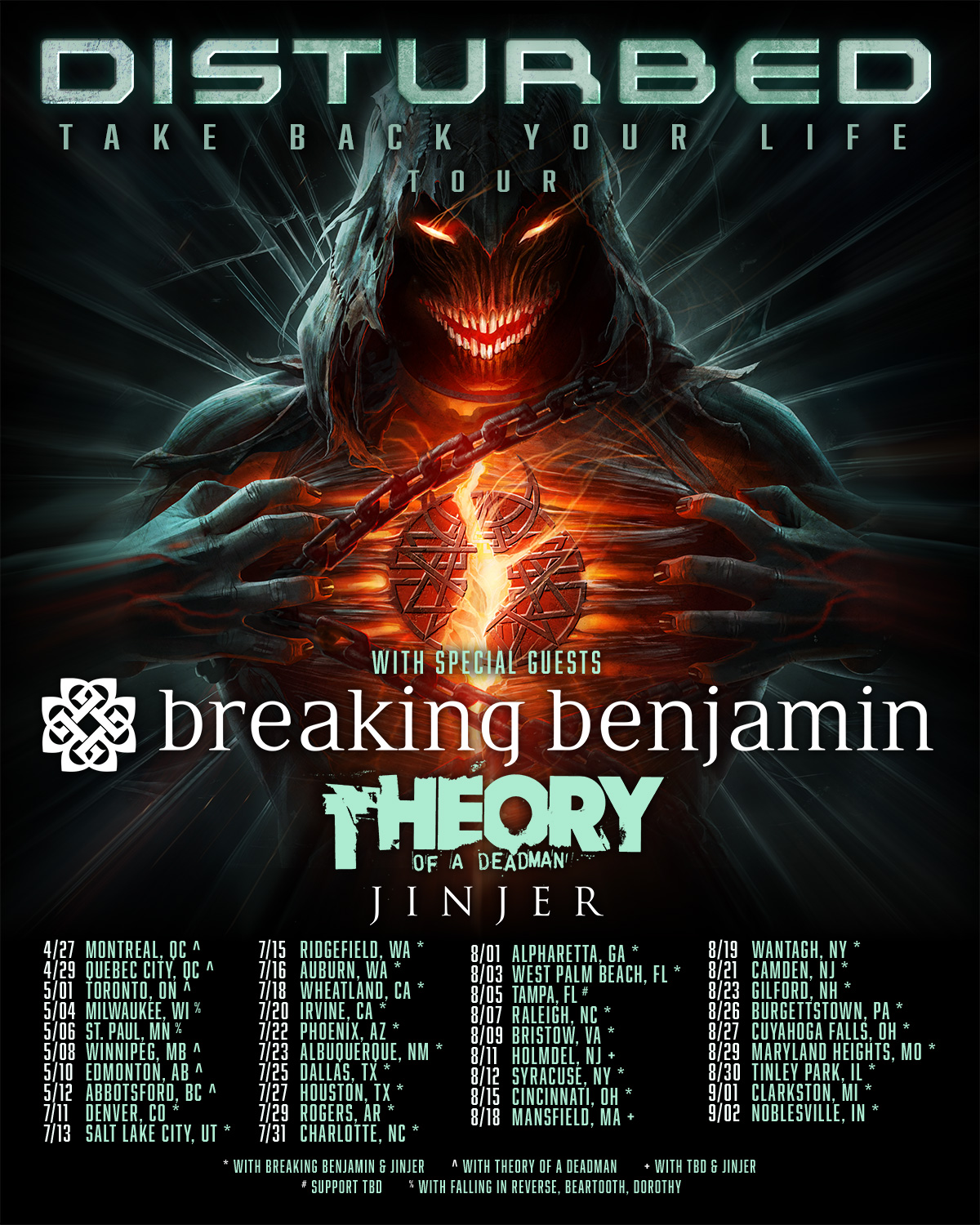 Disturbed Take Back Your Life Tour USA/CAN artwork & tour dates 
