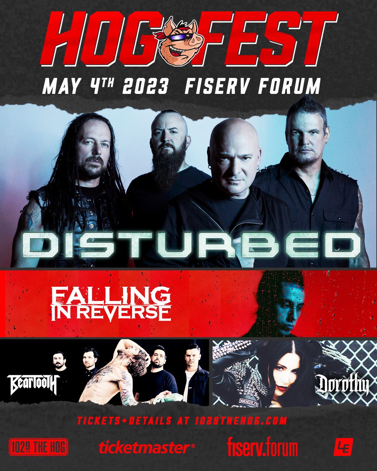 Disturbed headlining HOG FEST in Milwaukee, WI on May 4, 2023