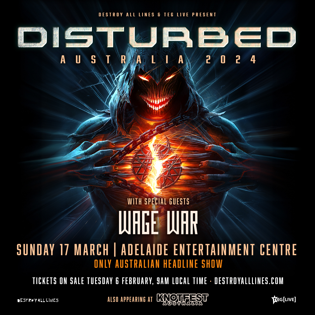 Disturbed's headline show in Adelaide, AU on March 17 