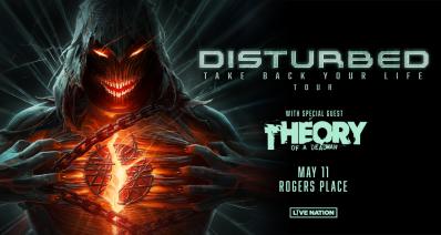 Disturbed's Edmonton show artwork, showing the rescheduled date of May 11th 